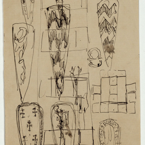 image for: Marià Fortuny - Escuts (anvers) / Mur amb nínxols (revers) - Cap a 1867-1872