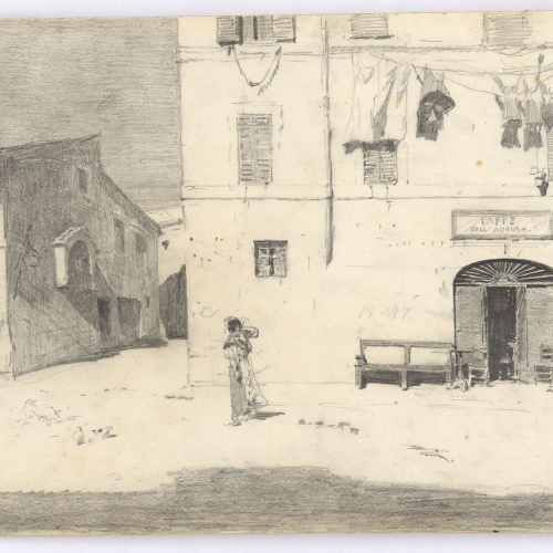image for: Marià Fortuny - Carrer de Roma amb figures - Cap a 1863-1866