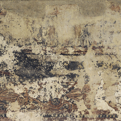 image for: Anònim. Aragó - Combat naval entre una galera cristiana i una de sarraïna, pintures profanes de Sixena  - Cap a 1200