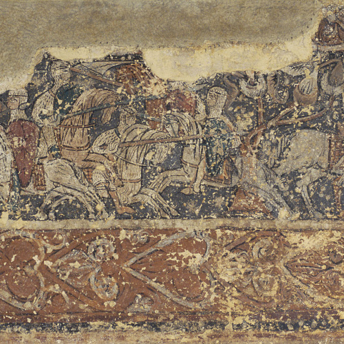 image for: Anònim. Aragó - Pintures profanes de Sixena: Soldats defensant un castell i cavalcada de cavallers - Cap a 1200