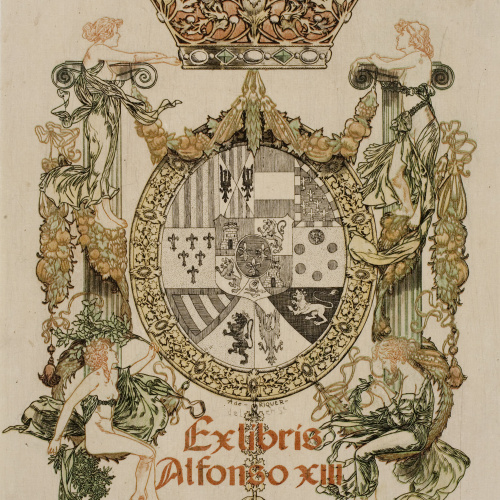 image for: Alexandre de Riquer - Ex-libris Alfonso XIII - 1904