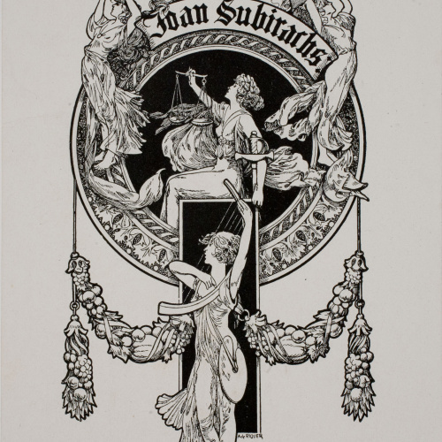 image for: Alexandre de Riquer - Ex-libris Joan Subirachs - Cap a 1904