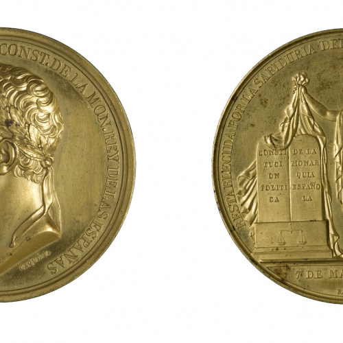 image for: Armand Auguste Caqué - Medalla commemorativa del reestabliment de la Constitució de 1812 - 1820