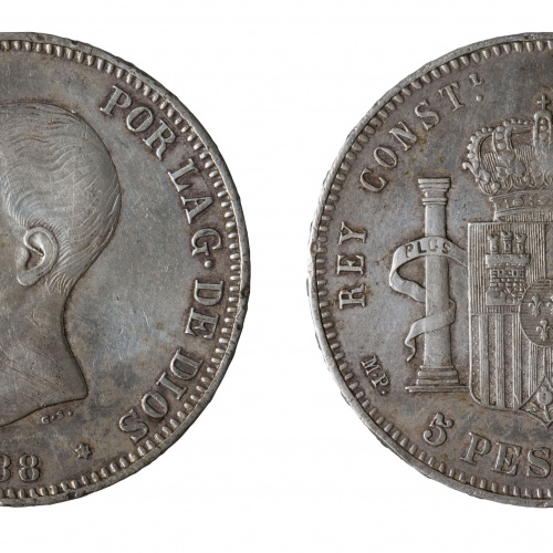 image for: Alfons XIII d'Espanya - 5 pessetes - 1888