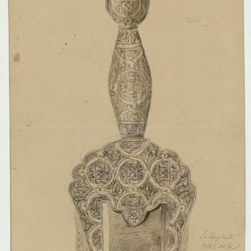 image for: Marià Fortuny - Pom d&#039;espasa d&#039;estil musulmà (anvers) / Esbós de figura (revers) - Cap a 1867-1872