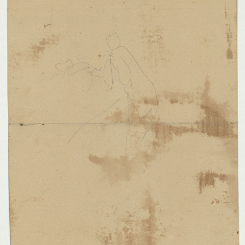 image for: Marià Fortuny - Pom d&#039;espasa d&#039;estil musulmà (anvers) / Esbós de figura (revers) - Cap a 1867-1872 [1]