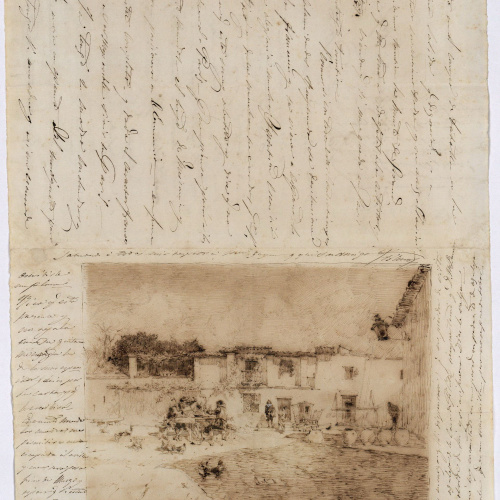 image for: Marià Fortuny - Esbós d&#039;un gos (anvers) / Estudi per al quadre «Dinar en un vell convent a l&#039;Alhambra» (revers) - 1871 [1]