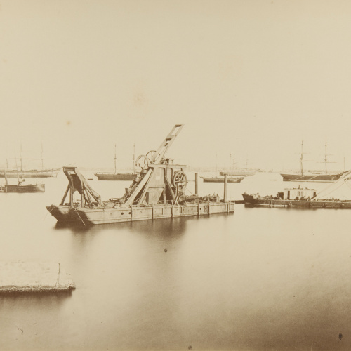 image for: Pau Audouard - Puerto de Barcelona. Tren de limpia y cabria flotante - Maig de 1888