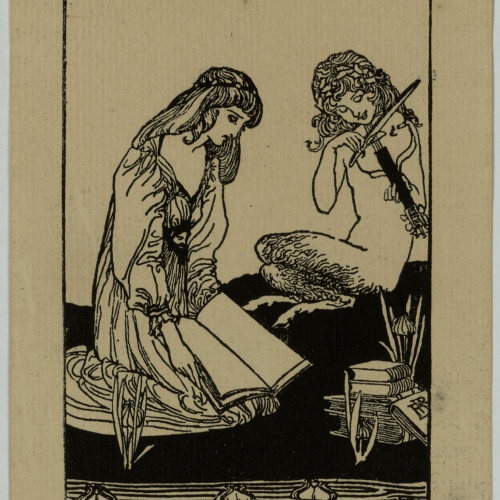 image for: Robert Anning Bell - Ex-libris Florence and William Parkinson - Cap a 1900