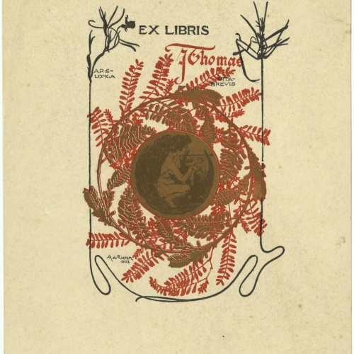 image for: Alexandre de Riquer - Ex-libris J. Thomas - 1902