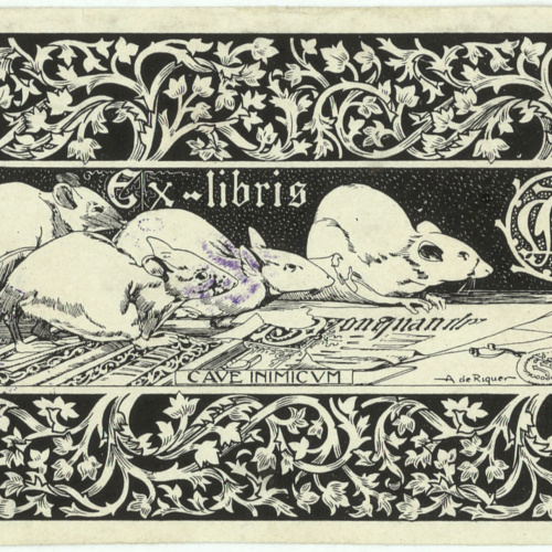 image for: Alexandre de Riquer - Ex-libris AM [Apel·les Mestres] - 1904