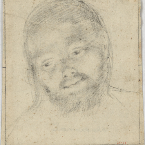 image for: Antoni Viladomat - Cap masculí (anvers) / Croquis de retaule (revers) - Cap a 1720-1740