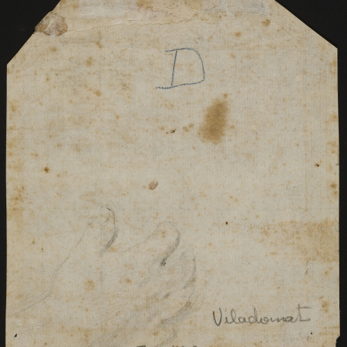 image for: Antoni Viladomat - Cap de frare (sant Bru?) (anvers) / Estudi de mà (revers) - Cap a 1730 [1]