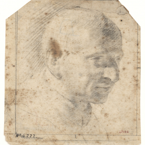 image for: Antoni Viladomat - Cap de frare (sant Bru?) (anvers) / Estudi de mà (revers) - Cap a 1730