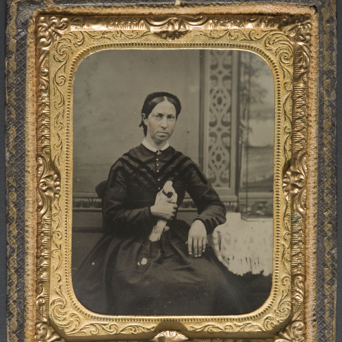 image for: Anònim - Retrat de dona amb ocell - Entre 1839-1860