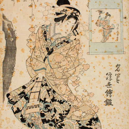 image for: Utagawa Kunisada (Toyokuni III) - Ukiyo Matabei (Meihitsu ukiyo-e kagami) - 1820