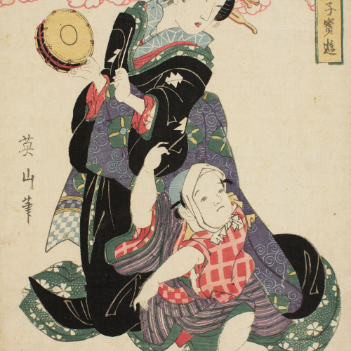 image for: Kikugawa Eizan - Cortesana amb nen (Furyu bijin kodakara asobi) - Cap a 1814-1817