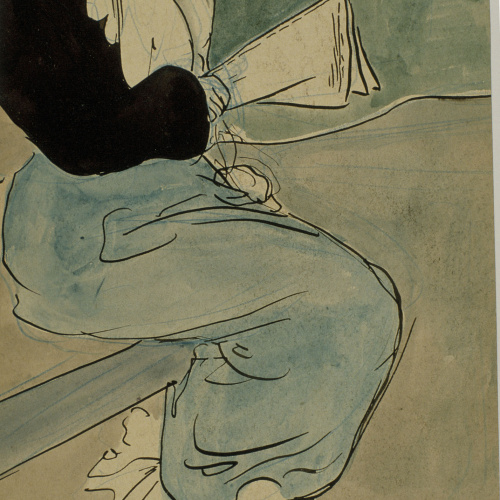 image for: Joan González Pellicer - J. femme lisant (Noia llegint) (anvers) / Parella de noies passejant (revers) - Cap a 1900-1902