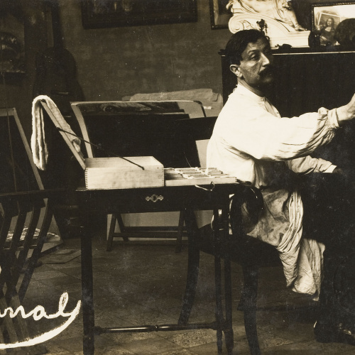 image for: Francesc Serra Dimas - Retrat del pintor Ricard Canals al seu taller - Cap a 1915