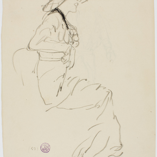 image for: Francesc Xavier Gosé - Dama asseguda (anvers) / Croquis de figura (revers) - Cap a 1906 -1909