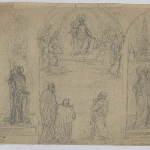 image for: Antoni Utrillo - Estudi amb la Mare de Déu de la Mercè i l&#039;advocació mercedària, santa Eulàlia i sant Jordi - Cap a 1900-1906