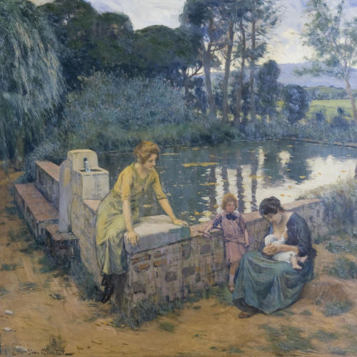 Joan Llimona - El safareig - Cap a 1921 image for: Joan Llimona - El safareig - Cap a 1921