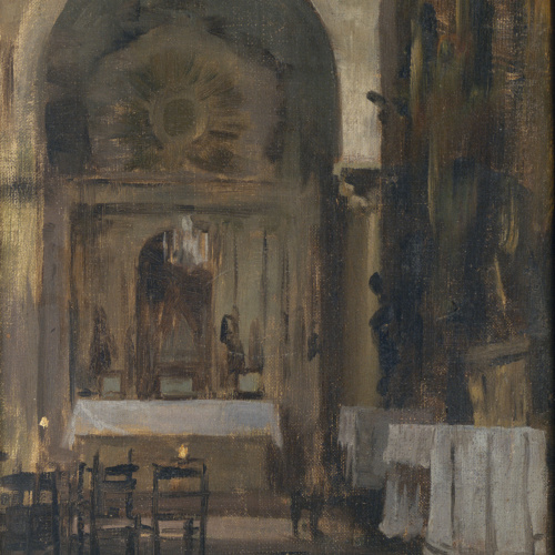 image for: Joan Llimona - Interior d&#039;església rural - Cap a 1900