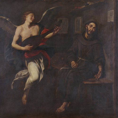 image for: Antoni Viladomat - Sant Francesc sent, en èxtasi, músiques angelicals - Cap a 1729-1733