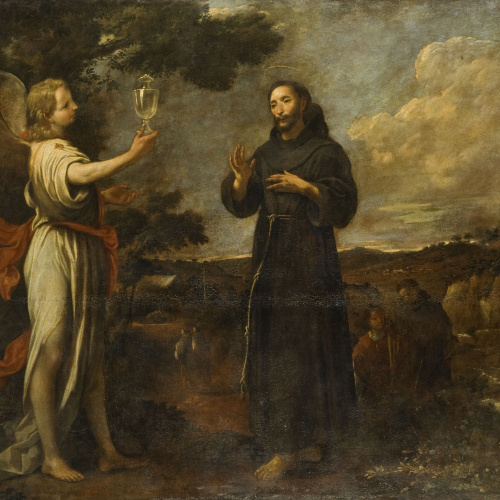 image for: Antoni Viladomat - Aparició d&#039;un àngel a Sant Francesc per mostrar-li la puresa del sacerdoci - Cap a 1729-1733