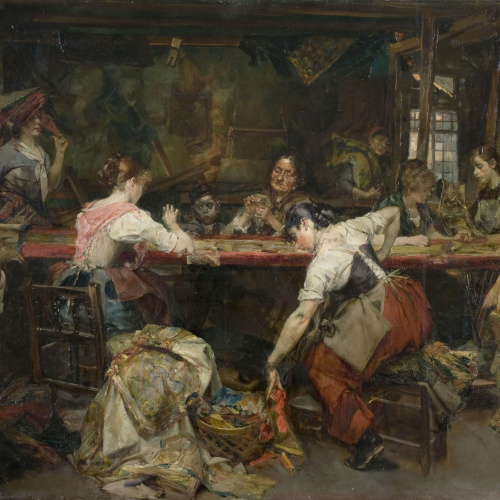 image for: Josep Miralles - Taller de tapissos - Cap a 1891