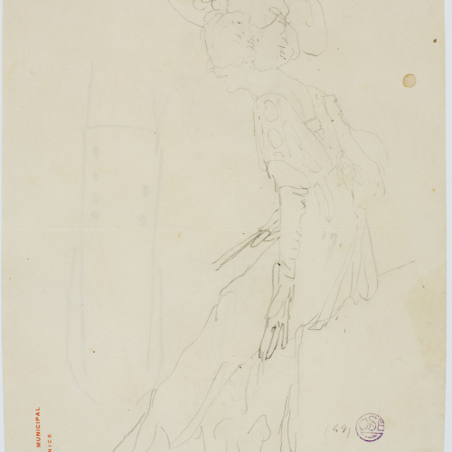 image for: Francesc Xavier Gosé - Dama asseguda (anvers) / Croquis de figures (revers) - Cap a 1906-1909