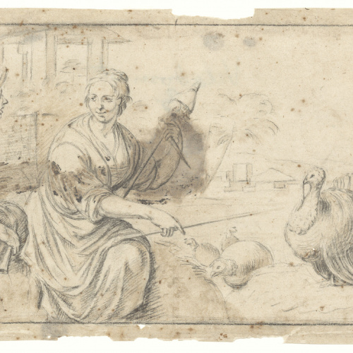 image for: Antoni Viladomat - Estudi per al quadre «Pastor i filadora» - Cap a 1730-1735