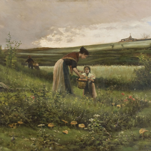 image for: Joaquim Vayreda - Collint bolets - 1882-1884