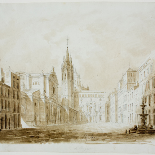 image for: Lluís Rigalt - Projecte escenogràfic d&#039;una plaça - Cap a 1850