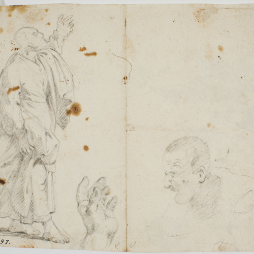 image for: Antoni Viladomat - Estudi per al quadre «Pentecosta» (anvers) / Estudi per al quadre «Pentecosta» (revers) - Cap a 1740