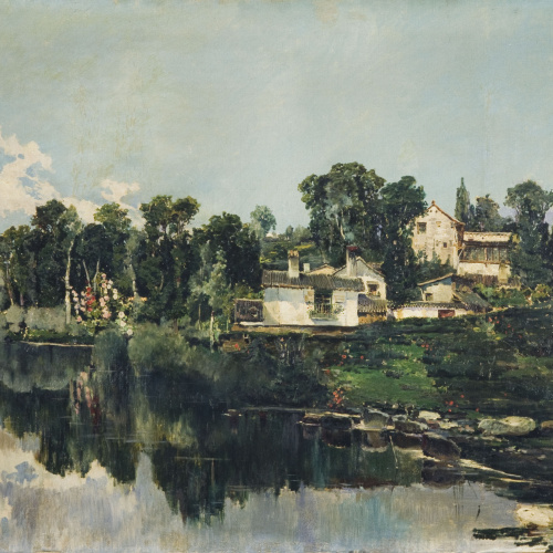 image for: Antonio Gomar  - Paisatge amb riu - Madrid, 1877