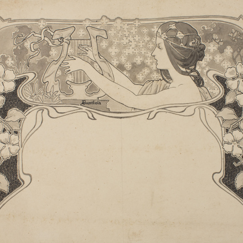 image for: Josep Guardiola Bonet - Bust de dona tocant una lira - Cap a 1890-1900