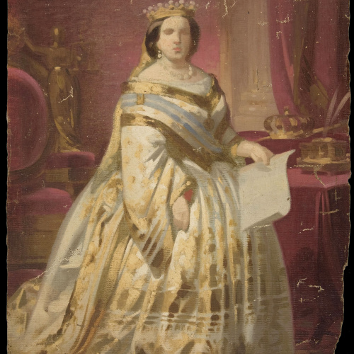 image for: Claudi Lorenzale - Esbós per a un retrat de la reina Isabel II - Cap a 1860-1868
