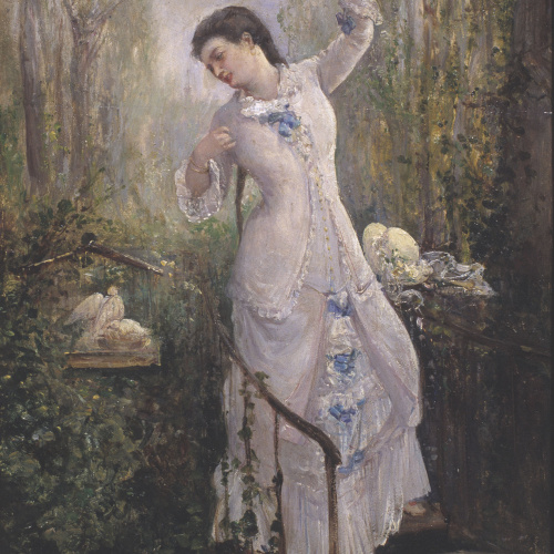 image for: Ramon Martí i Alsina - Figura femenina amb uns coloms - Cap a 1860-1870
