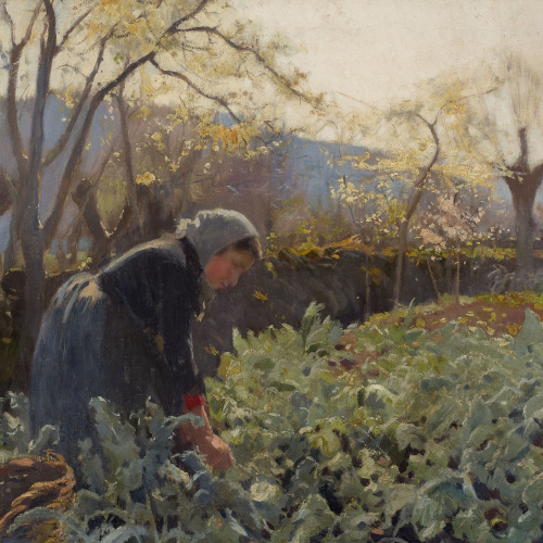 image for: Joaquim Mir - Pagesa arrencant cols - 1897