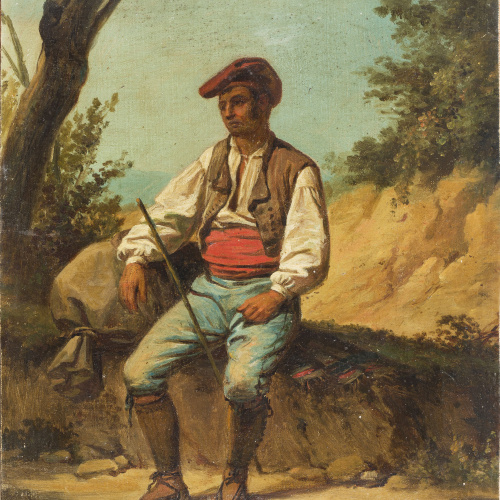 image for: Francesc Jubany - Pagès assegut en un camí - Cap a 1851-1852