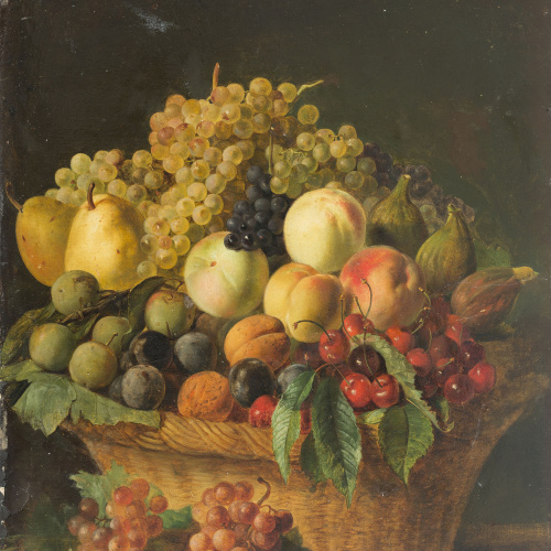 image for: Francesc Jubany - Natura morta amb cistell de fruites - Cap a 1840-1851
