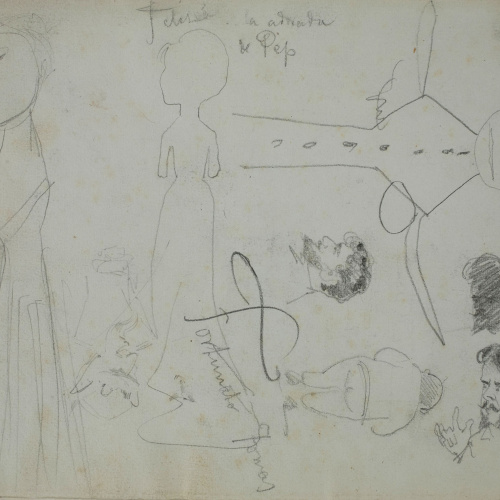 image for: Alexandre de Riquer - Apunt de figures i caps - Cap a 1878-1879