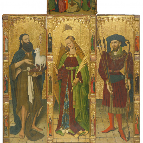 image for: Anònim. Catalunya - Retaule de sant Joan Baptista, santa Eulàlia i sant Sebastià - Segona meitat del segle XV