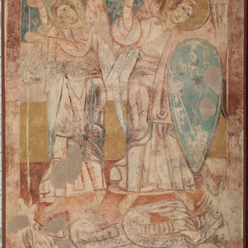 image for: Anònim. Castella - Àngels en lluita amb el drac, de Tubilla del Agua - Primera meitat del segle XII