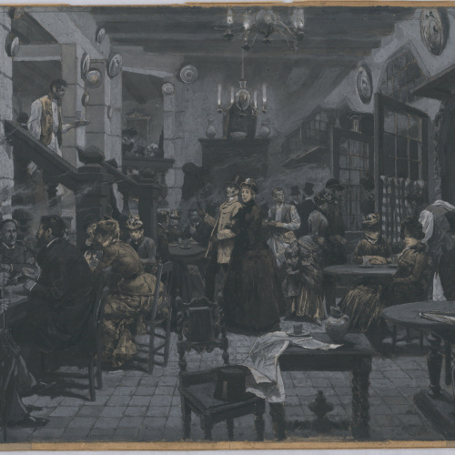 image for: Josep Lluís Pellicer - Interior d'un cafè de París - 1884