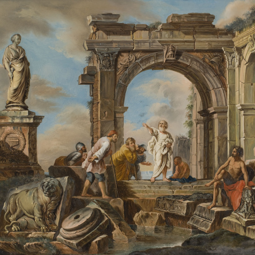image for: Anònim. Itàlia - Prèdica entre ruïnes - Últim quart del segle XVIII