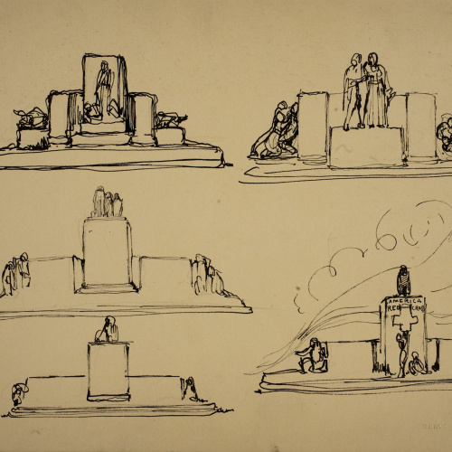 image for: Ismael Smith - Estudi per al «Monument a la Creu Roja Americana» (anvers) / Retrat masculí (revers) - Cap a 1920