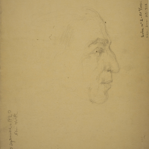 image for: Ismael Smith - Estudi per al «Monument a la Creu Roja Americana» (anvers) / Retrat masculí (revers) - Cap a 1920 [1]