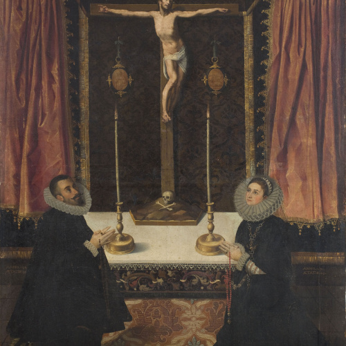 image for: Francisco Martínez, dit «el Jove» - Donants davant un Crist crucificat - 1594